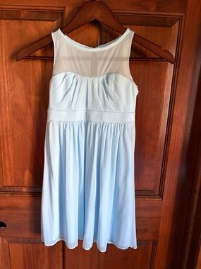 David's Bridal Light Blue Sleeveless Chiffon Dress- Girls size 8